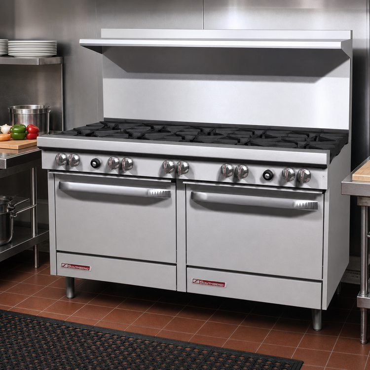 Product image #2 for Southbend S-Series 60-Inch Commercial Gas Restaurant Range with 10 Open Burners and 2 Convection Ovens