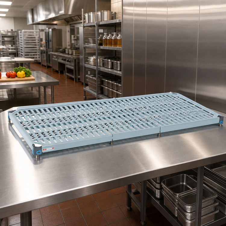 Product image #2 for MetroMax Q 72" W x 21" D Vented Open Grid Polymer Shelf with Epoxy-Coated Steel Frame