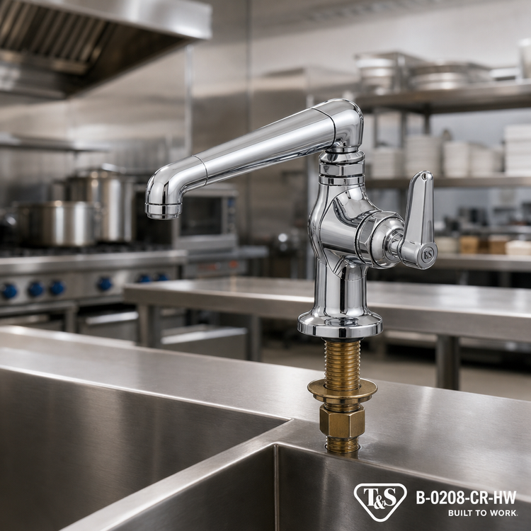 Product image #2 for T&S Brass B-0208-CR-HW Single Hole Single Temperature Pantry Deck-Mount Faucet with 6-Inch Swivel Cast Spout and Cerama Cartridge