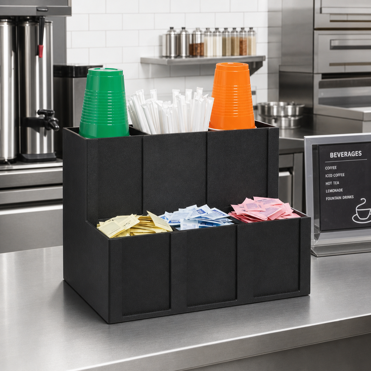Product image #3 for Dispense-Rite 6-Section Countertop Cup, Lid, Straw & Condiment Organizer