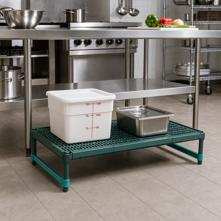 Product image #2 for QuadPLUS Stationary Dunnage Rack, 60 x 18 x 14 Inches, 1,000-lb. Capacity, Valu-Gard Green Epoxy
