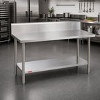 Thumbnail image #2 for Duke Manufacturing 314-2484-10R 84 x 24 Inch 14-Gauge 300 Series Stainless Steel Work Table with 10-Inch Riser and Galvanized Undershelf