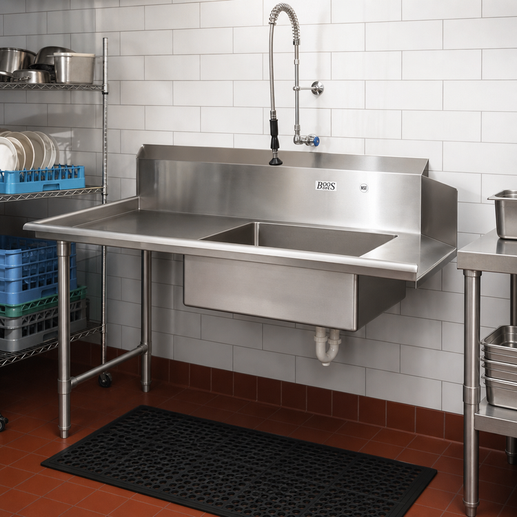 Product image #2 for John Boos Pro-Bowl Straight Soiled Dishtable with 20 x 20 x 8 Inch Pre-Rinse Sink Bowl, Left-to-Right, 48 x 30 Inch