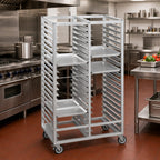 Thumbnail image #2 for Channel Manufacturing 465A Double-Section Aluminum Cafeteria Tray Rack, 80-Tray Capacity, Fits 15 x 20-Inch Trays