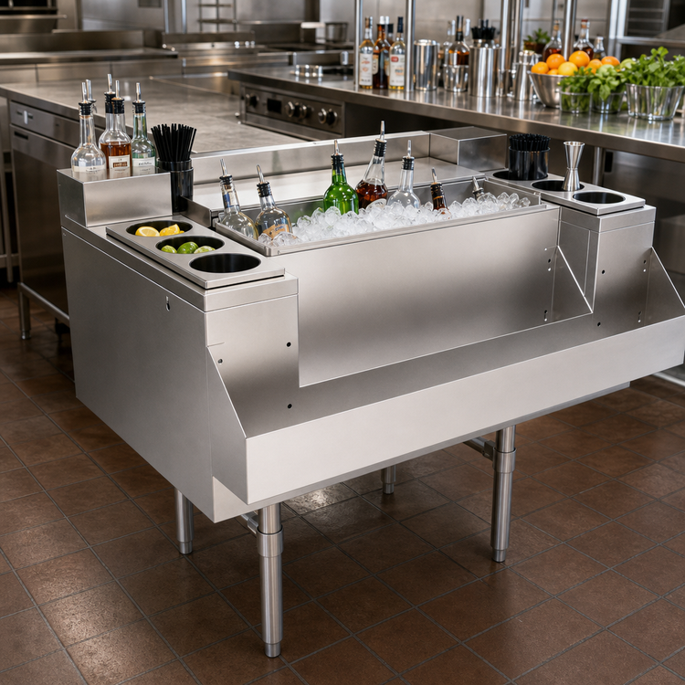 Product image #2 for John Boos Slim-Line Casino Jockey Box Ice Bin/Cocktail Unit with 7-Circuit Cold Plate, 36-Inch Stainless Steel