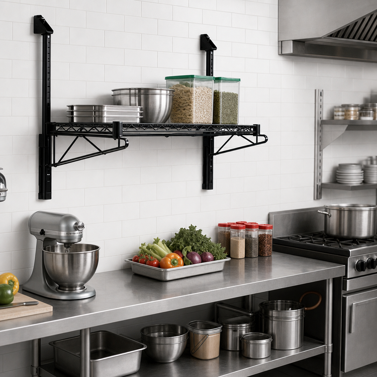 Product image #2 for Wall-Mounted Cantilever Single Shelf Starter Unit with 54-Inch Posts