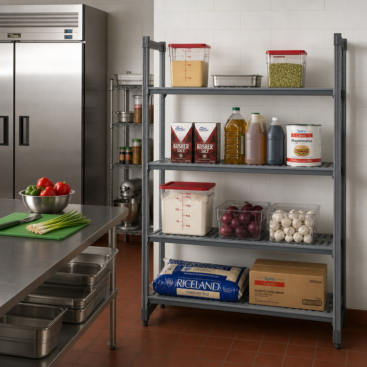 Product image #2 for Cambro Camshelving Basics Plus 4-Tier Add-On Polymer Shelving Unit, 18 x 42 x 84 Inches, Vented and Solid, Brushed Graphite