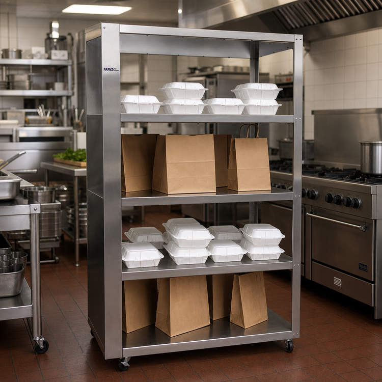 Product image #2 for Nemco Freestanding Stainless Steel 5-Shelf To-Go Shelf, 41-5/8"W x 20-1/8"D x 62-3/16"H
