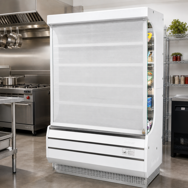 Product image #2 for Turbo Air 48-Inch White Fabric Locking Security Cover for TOM-50W-N Open Display Merchandiser