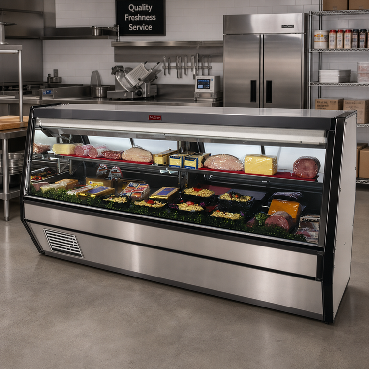 Product image #2 for Howard-McCray 40E Series 148-1/2-Inch-Wide Remote Refrigerated Full-Service Deli Meat & Cheese Service Case with Straight Glass Front