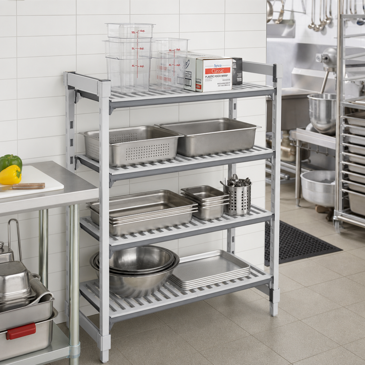 Product image #2 for Cambro Camshelving Elements XTRA 4-Shelf Vented Universal Shelf Kit, 18 x 36 Inches, Speckled Gray