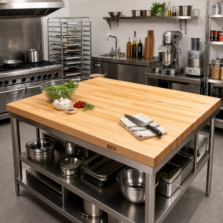 Product image #2 for Boos Block Blended Edge Grain Northern Hard Rock Maple Kitchen Countertop, 48 x 48 x 1-3/4 Inch, Varnique Finish