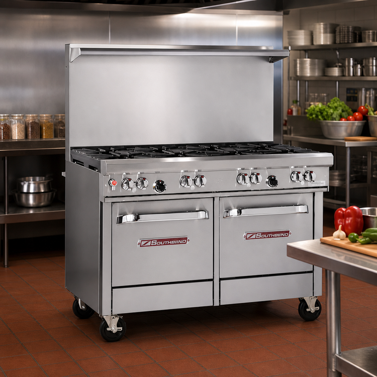Product image #2 for Southbend Ultimate 48-Inch Gas Restaurant Range with Six-Burner Mixed Top, Convection Oven and Cabinet Base