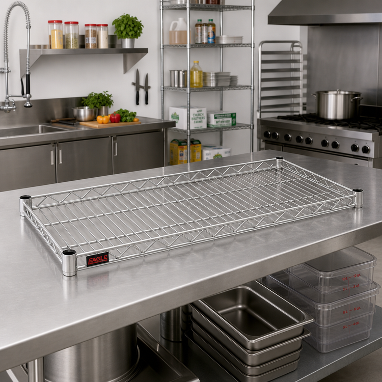 Product image #2 for Eagle Group QuadTruss 60"W x 30"D Chrome-Plated Wire Shelf, 600 lb. Capacity