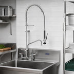 Thumbnail image #2 for Fisher 68128 Spring Pre-Rinse Unit with Add-On Faucet, 12-Inch Swing Spout, 8-Inch Backsplash Mount, Stainless Steel