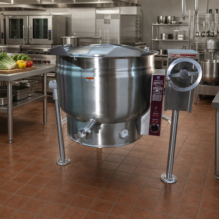 Product image #2 for Southbend Steam Electric 20-Gallon Full-Jacket Tilting Kettle with Thermostatic Control and Tri-Leg Base