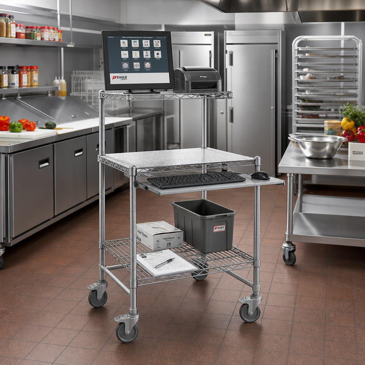 Product image #2 for Eagle Group 24" x 24" Mobile Stainless Steel Computer Workstation with Keyboard Drawer