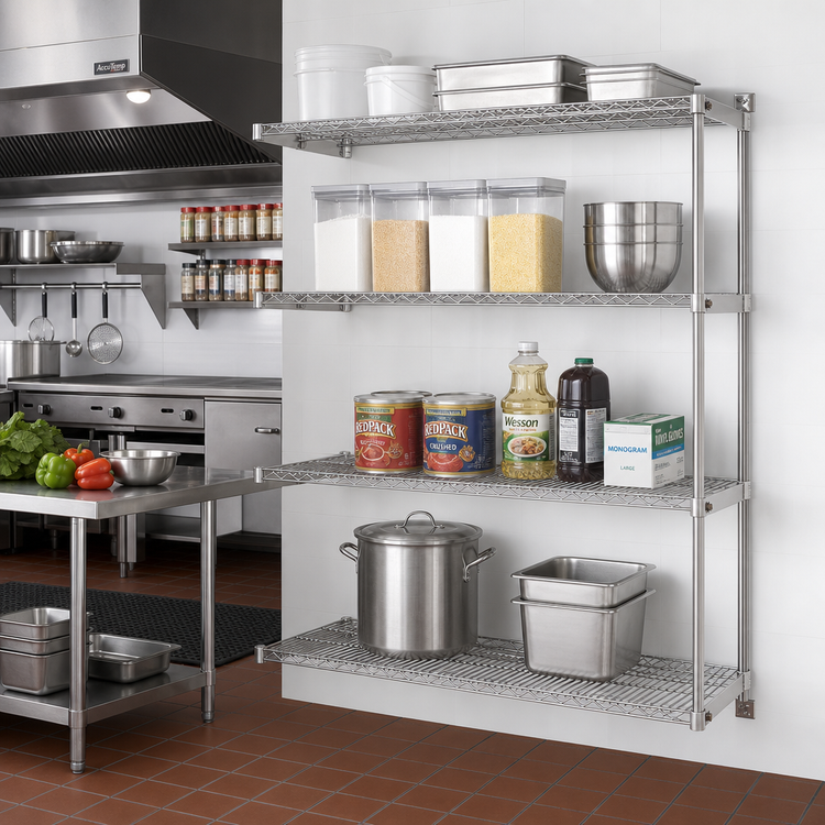 Product image #2 for Eagle Group 4-Tier Add-On Wire Shelving Unit, 48W x 21D x 63H, Stainless Steel Finish