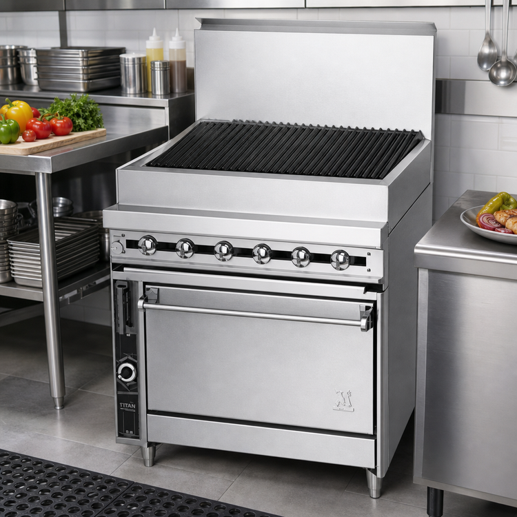 Product image #2 for Titan JTRH-24B 24" Heavy Duty Gas Charbroiler Range Match with Cabinet Base