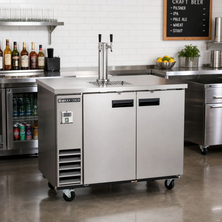 Product image #2 for Maxx Cold X-Series 48-Inch Two-Section Keg Cooler Beer Dispenser with Single Tower and Dual Faucets