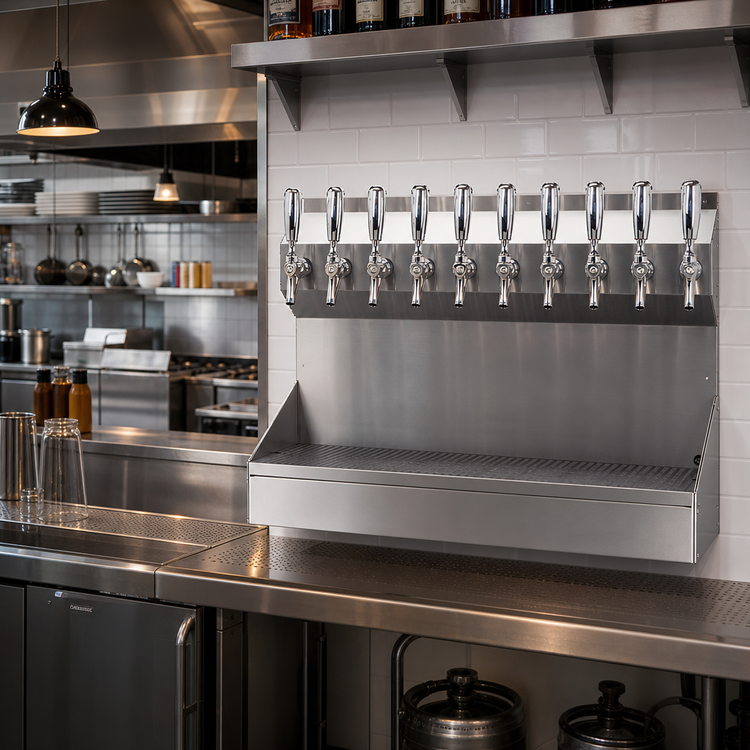 Product image #2 for Kronos 10-Faucet Wall-Mount Glycol-Cooled Draft Tower with Integrated Drip Tray