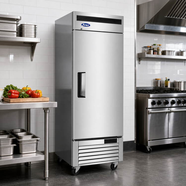 Product image #3 for Atosa MBF8531GR One-Section Reach-In Freezer, 12.57 Cu. Ft., Bottom-Mount Self-Contained, Right-Hinged Solid Door