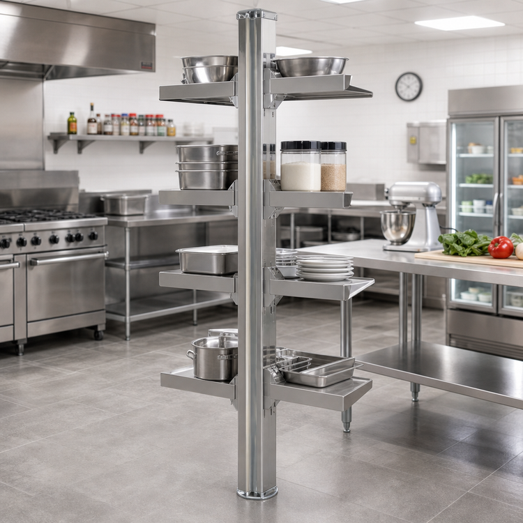 Product image #2 for Back-To-Back Stainless Steel Floor-To-Ceiling Cantilever Shelving Upright, 60-Inch