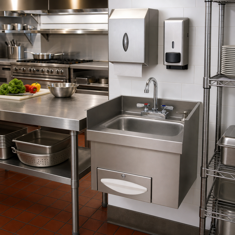 Product image #2 for Advance Tabco 7-PS-42A Recessed Countertop Hand Sink with Gooseneck Faucet, Soap & Paper Towel Dispensers