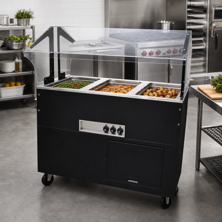 Product image #2 for Advance Tabco Portable Electric Hot Food Buffet Table with 3 Sealed Wells, Stainless Steel Top, and Matte Black Base