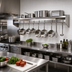 Thumbnail image #2 for Wall-Mounted Stainless Steel Pot Rack Shelf, 120 Inch Wide x 15 Inch Deep, with 10 Hooks