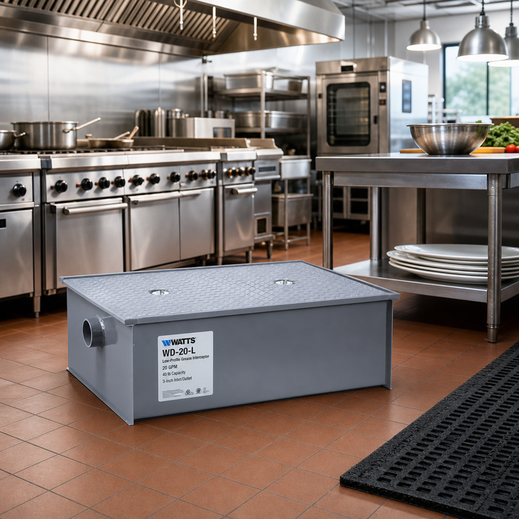 Product image #2 for Watts Grease Interceptors WD-20-L Low-Profile Grease Interceptor, 20 GPM, 40 lb Capacity, 3-Inch Inlet/Outlet
