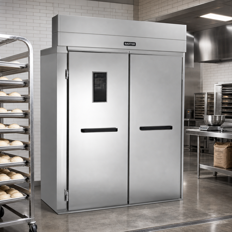 Product image #2 for Baxter RPW2E Double Wide 2-Section Roll-In Retarder/Proofer Cabinet, 100.5-Inch Deep, Electric Heat, Remote Refrigeration, Open Floor