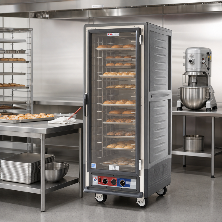 Product image #2 for Metro C5 3 Series Full-Height Mobile Heated Holding and Proofing Cabinet with Clear Polycarbonate Door, Gray, Lower Wattage