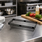 Thumbnail image #3 for American Metalcraft BNRB9 Nestable Rectangular Black 9-Inch Entree Serving Basket Case of 24