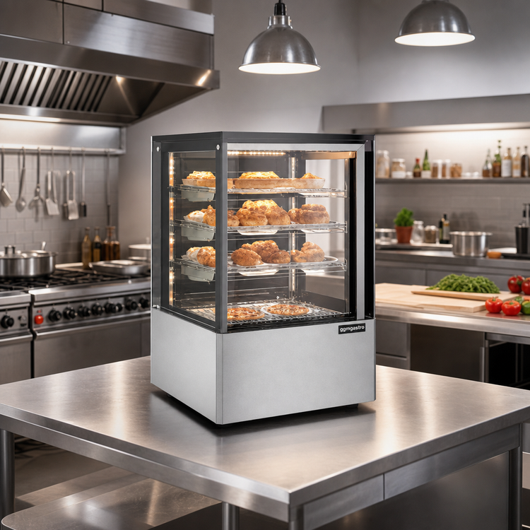 Product image #2 for Full-Service Floor Model Heated Hot Food Display Case with Square Front Glass and LED Lighting