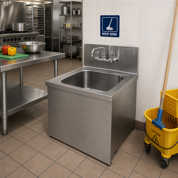 Product image #2 for Eagle Group F1916-12-X Floor-Mounted 304 Stainless Steel Mop Sink