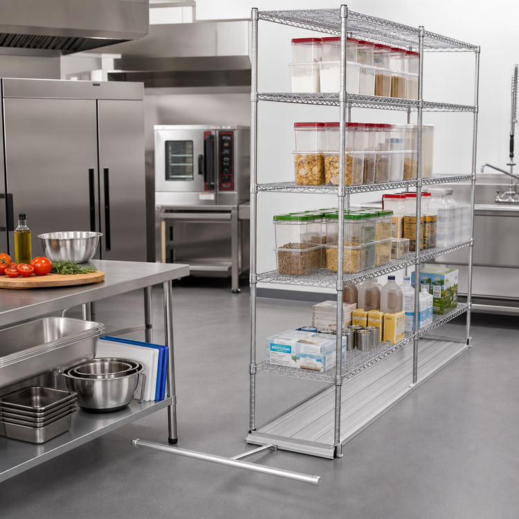 Product image #2 for Eagle Floor-Trak Single-Deep Floor Track Kit for Wire Shelving, 22 Ft.