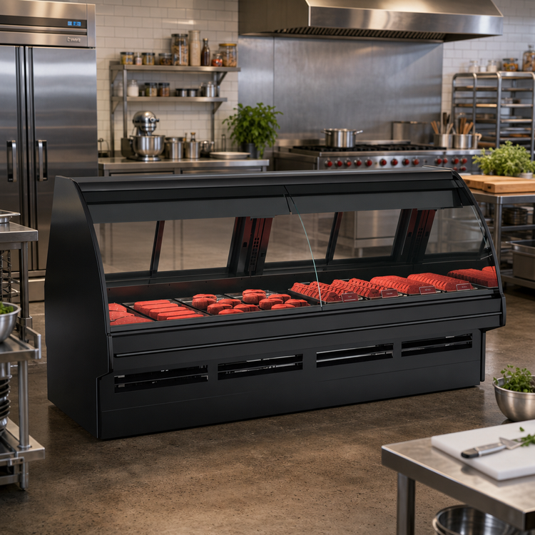 Product image #2 for Fusion® Full-Service Self-Contained Refrigerated Service Case with Curved Lift-Up Front Glass