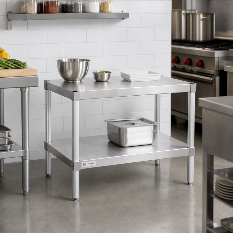 Product image #2 for New Age Modular Aluminum Equipment Stand with 2 Adjustable Solid Shelves, 48W x 20D x 30H