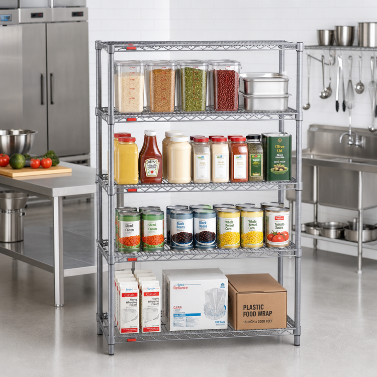 Product image #2 for Eagle Group Valu-Master 4-Tier Starter Wire Shelving Unit, 60W x 18D x 63H, Pewter Gray Epoxy
