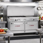 Thumbnail image #2 for Southbend (Middleby) Ultimate 4601CC-2T 60-Inch Gas Restaurant Range with 6 Open Burners, 24-Inch Thermostatic Griddle, 2 Cabinets