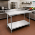 Thumbnail image #2 for Advance Tabco KMG-307 84-Inch x 30-Inch 304 Stainless Steel Work Table with 5-Inch Backsplash and Adjustable Galvanized Undershelf