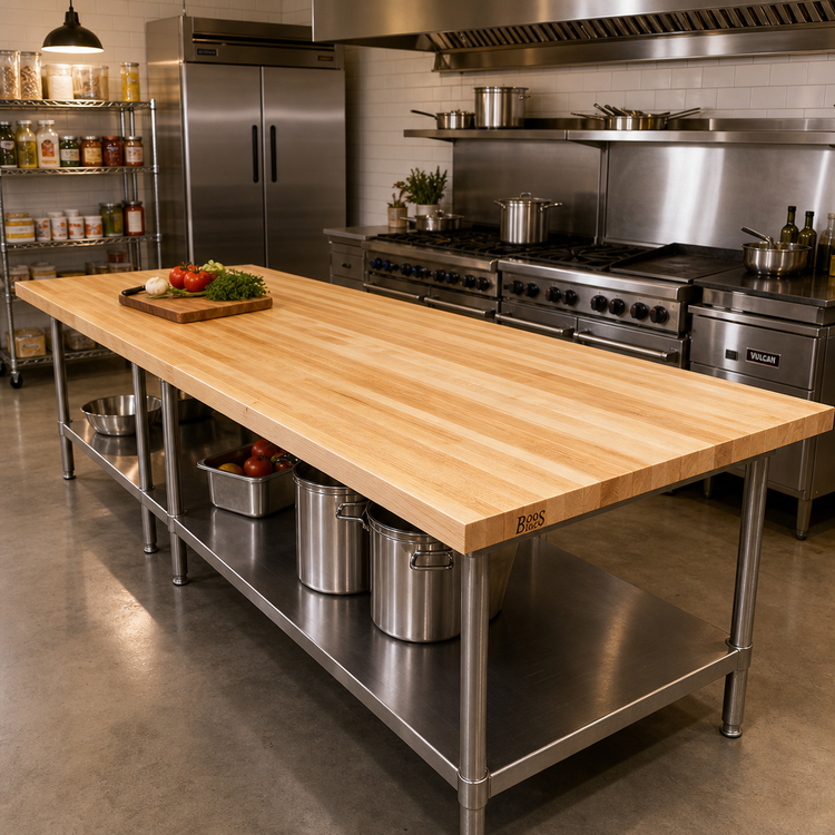 Product image #2 for John Boos Boos Block Full-Length Edge Grain Maple Kitchen Countertop, 144 x 38 x 1-1/2 Inches, Varnique Finish