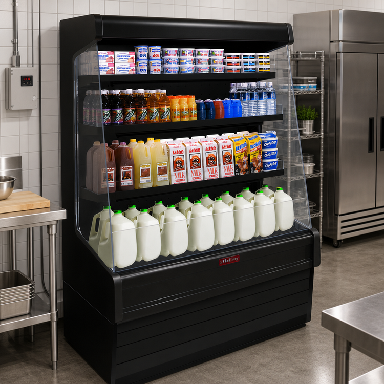 Product image #2 for Howard-McCray 30E Series Remote Rear-Loading Open Merchandiser, 63 Inch, Black, 3-Tier LED Shelves