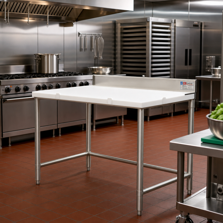 Product image #2 for Eagle Group 48-Inch x 24-Inch Boning Table with Stainless Steel Base and Removable Polymer Boards