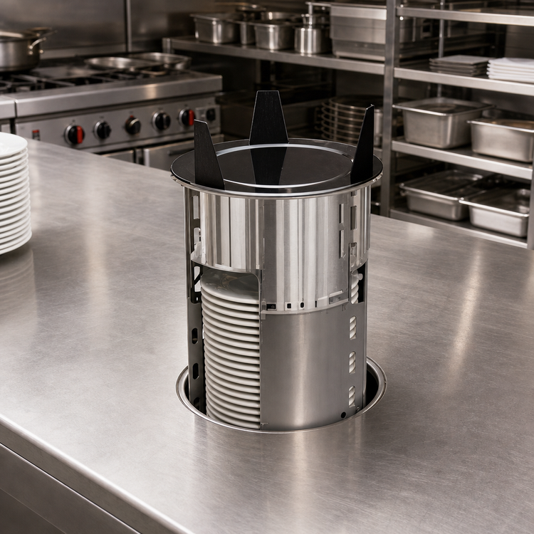 Product image #2 for Atlas Metal Heated Drop-In Shielded Plate Dispenser for 14-1/2 Inch Round Plates