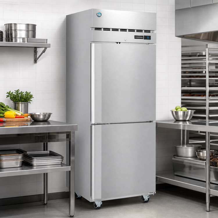 Product image #2 for Hoshizaki Steelheart One-Section Reach-In Refrigerator, Dual Half-Height Solid Doors, 23.1 Cu. Ft., Stainless Steel, Top-Mounted Self-Contained Refrigeration