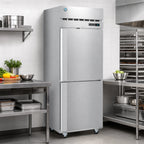 Thumbnail image #2 for Hoshizaki Steelheart R1A-HS One-Section Reach-In Refrigerator, Dual Half-Height Solid Doors, 23.1 Cu. Ft., Stainless Steel, Top-Mounted Self-Contained
