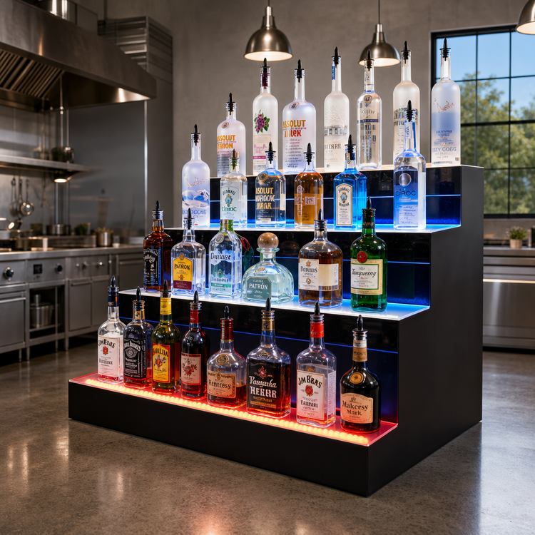 Product image #2 for Beverage-Air 72-Inch 4-Tier Lighted Liquor Display, 72-Bottle Capacity