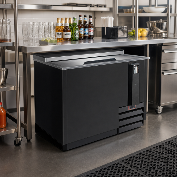 Product image #2 for Serv-Ware 36-Inch Bottle Cooler, 10 Cu. Ft., Black Painted Steel, Side-Mounted Compressor